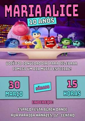 Convite de Aniversário Divertida Mente 2 para Editar Online