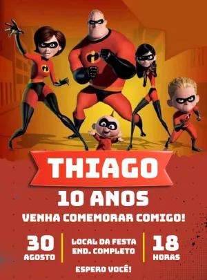 Convite de Aniversário Os Incríveis para Editar Online