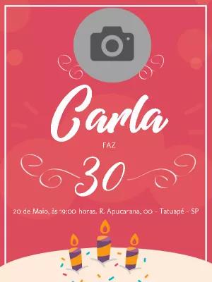 Convite de Aniversário Feminino com Foto para Editar Online