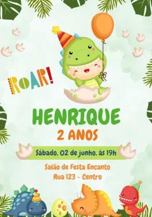 Convite Aniversário Dino Baby para Editar Online