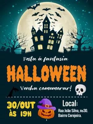 Convite de Aniversário Halloween Assustador para Editar Online