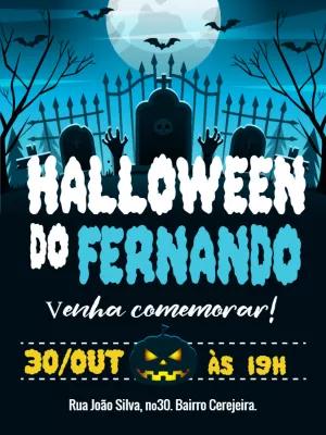 Convite Aniversário Halloween Assustador para Editar Online
