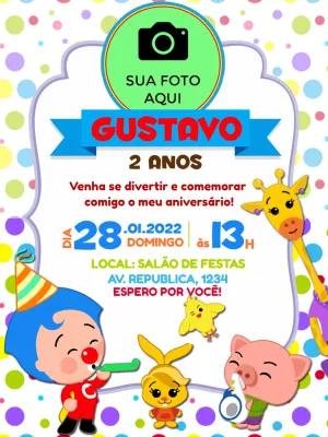 Convite Aniversário Plim Plim com Foto para Editar Online