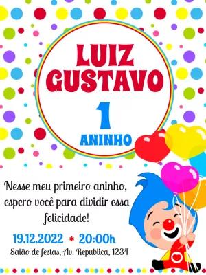 Convite de Aniversário Plim Plim Colorido para Editar Online