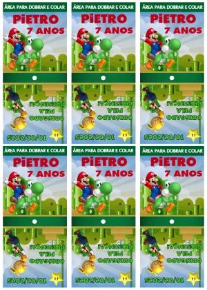 Capa de Pirulito Super Mario para Aniversário Editável Online