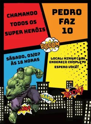 Convite de Aniversário do Hulk para Editar Online