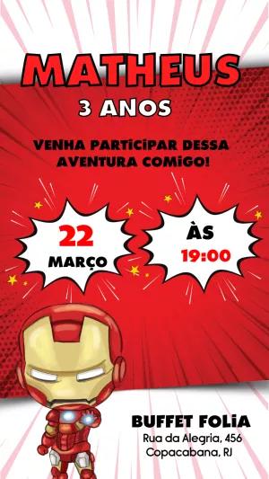 Convite de Aniversário Homem de Ferro para Editar Online