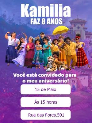 Convite de Aniversário Encanto com Personagens para Editar