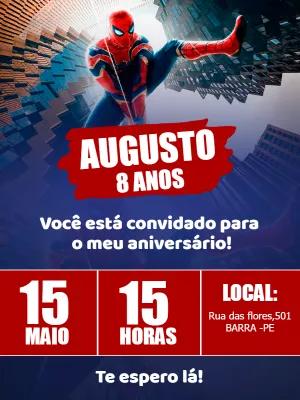 Convite de Aniversário Homem Aranha Editável Online