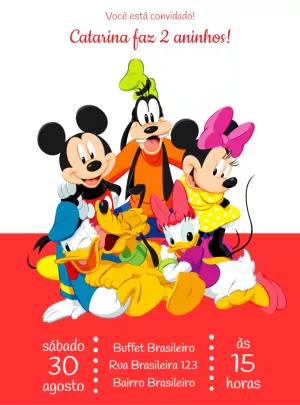 Convite de Aniversário Turma do Mickey para Editar Online