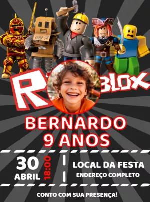 Convite de Aniversário Roblox com Foto Editável Online