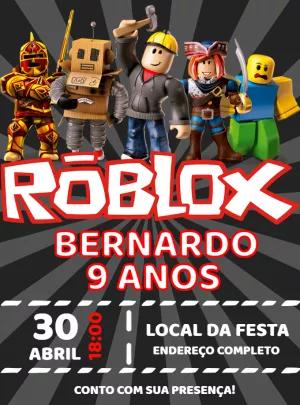 Convite de Aniversário Roblox com Personagens para Editar Online