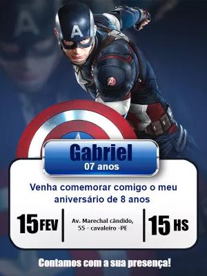 Convite Aniversário Capitão América para Editar Online