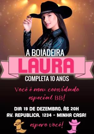 Convite Aniversário Boiadeira com Foto para Editar Online