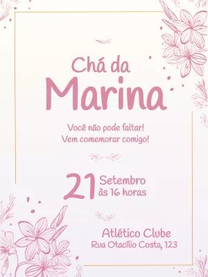 Convite Chá de Panela Floral Rosa para Editar Online