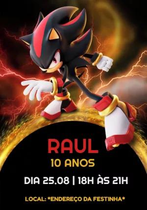 Convite de Aniversário Shadow Sonic para Editar Online