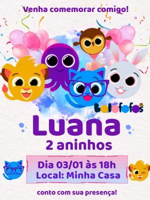 Convite Aniversário Bolofofos com Turma para Editar Online