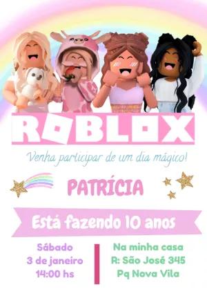 Convite de Aniversário Roblox Menina Rosa para Editar Online
