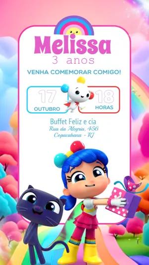 Convite Aniversário Vera e o Reino do Arco Íris para Editar