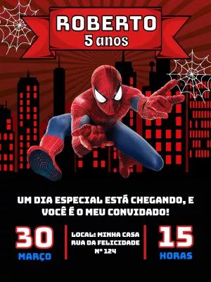 Convite Homem-Aranha Aniversário Editável Online