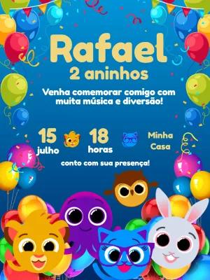 Convite de Aniversário Bolofofos com Personagens para Editar