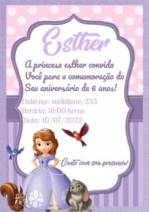 Convite Aniversário Princesinha Sofia para Editar Online