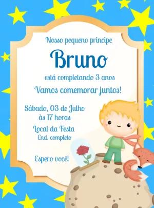 Convite Aniversário Pequeno Príncipe com Raposa para Editar