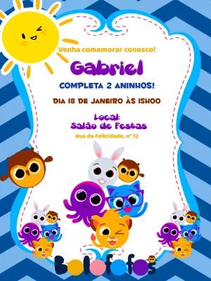 Convite de Aniversário Bolofofos para Editar Online e Imprimir
