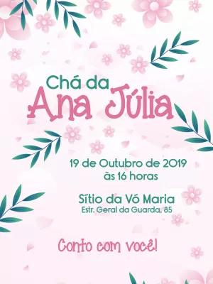 Convite Chá de Panela Floral Delicado para Editar Online