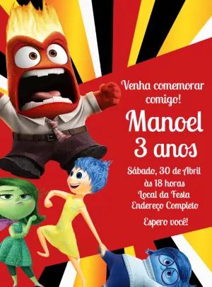 Convite de Aniversário Divertida Mente para Editar Online