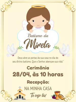 Convite de Batismo Anjinha Menina para Editar Online