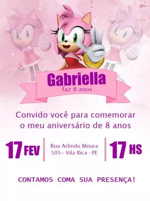 Convite de Aniversário Amy Rose Sonic para Editar Online