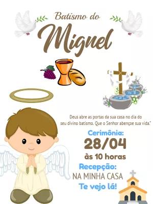 Convite de Batismo Menino com Anjo Editável Online