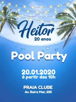 Convite de Aniversário Pool Party para Editar Online