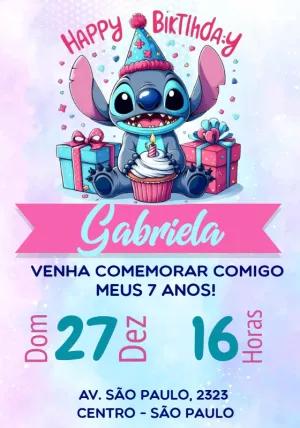 Convite de Aniversário Stitch Editável Online para Imprimir