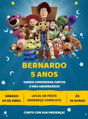 Convite Aniversário Toy Story com a Turma para Editar Online