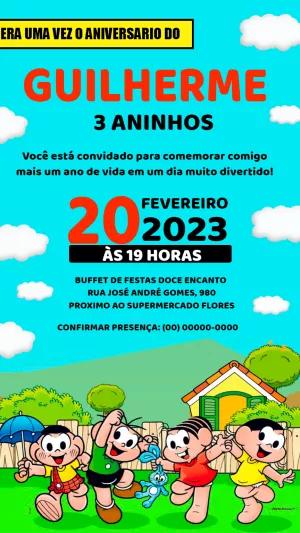 Convite de Aniversário Turma da Mônica para Editar Online