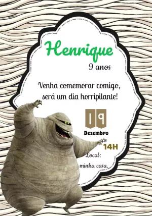 Convite Aniversário Hotel Transilvânia com Murray para Editar