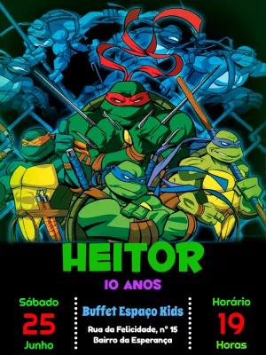 Convite de Aniversário Tartarugas Ninja para Editar Online