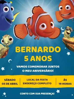 Convite Aniversário Procurando Nemo para Editar Online
