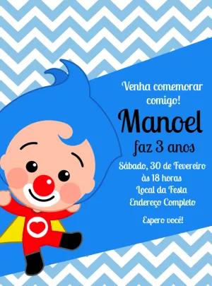 Convite Aniversário Plim Plim Herói do Coração para Editar