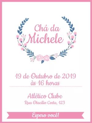 Convite Chá de Panela Floral Delicado para Editar Online