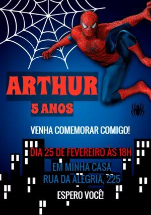 Convite Aniversário Homem Aranha para Editar Online