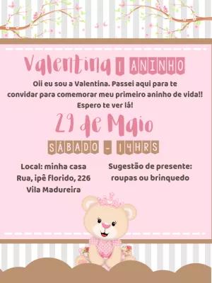 Convite Aniversário Ursinha Princesa para Editar Online
