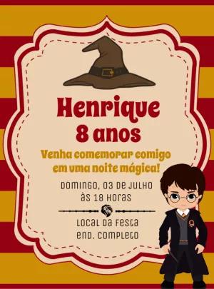 Convite Aniversário Harry Potter Grifinória Editável Online