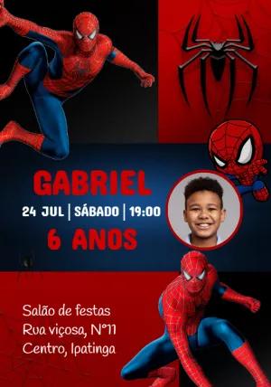Convite de Aniversário Homem-Aranha com Foto para Editar Online