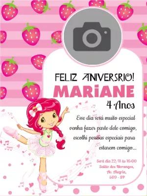 Convite de Aniversário Moranguinho com Foto para Editar Online