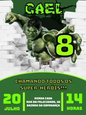 Convite de Aniversário Hulk para Editar Online e Imprimir