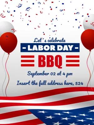 Editable Labor Day BBQ Invitation with Patriotic Design
