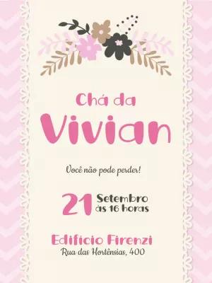 Convite Chá de Casa Nova Floral Delicado para Editar Online